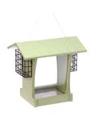 Birds Choice, Tall Hopper Bird Feeder wiht Suet Cages in Green Recycled Plastic