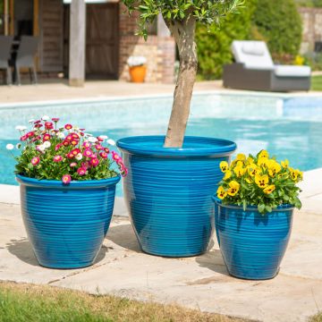 Sunshine Ceramica, Pollencia Planter, Blue