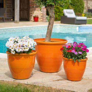 Sunshine Ceramica, Pollencia Planter, Orange