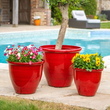 Sunshine Ceramica, Pollencia Planter, Red