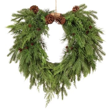 Regency Mixed Evergreen Heart Artificial Wreath 26IN