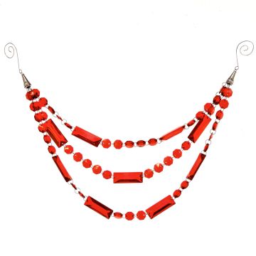 Regency Triple Strand Jewel Drop Garland - Red, 23"