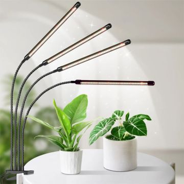 My City Garden Clip & Grow, Gooseneck Led Grow Lights, 4 Heads, 5000K