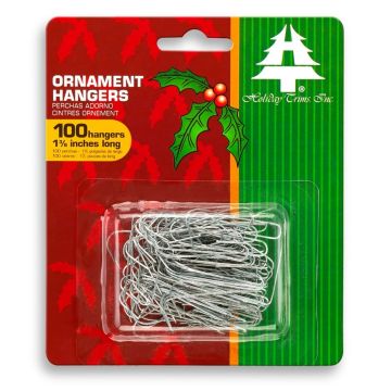 Holiday Trim Ornament Hooks (Silver), 100 Count