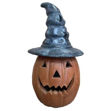 The Pottery Patch Traditional Pumpkin with Hat Lantern, 22" tall