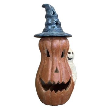 The Pottery Patch, Pumkin with Hat & Ghost Lantern, 30" tall