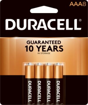 DURACELL Alkaline Batteries, AAA, 8-Pk.   