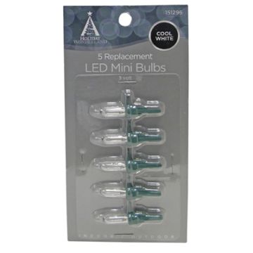 Holiday Wonderland, T5 3 Volt LED Replacement Mini Bulbs Cool White, Pack