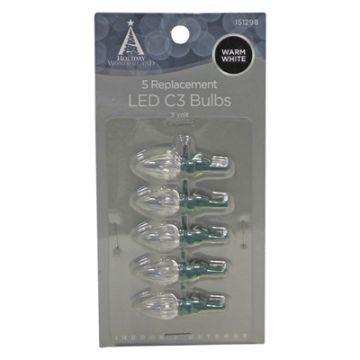 Holiday Wonderland, C3 3 Volt LED Replacement Bulbs Warm White, 5 pack