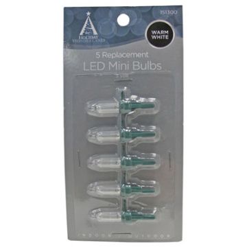 Holiday Wonderland, T5 3 Volt LED Replacement Mini Bulbs Warm White, 5 pack