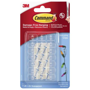 3M Command, Clear Decorating Clips, 20 Pack