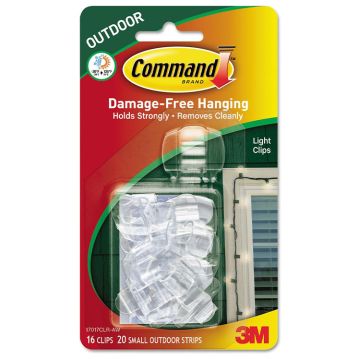 3M Command, Clear Outdoor Light Clips, Foam Strip, 16 Clips