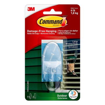 3M Command, Clear Large Outdoor Window Hook, Foam Strip