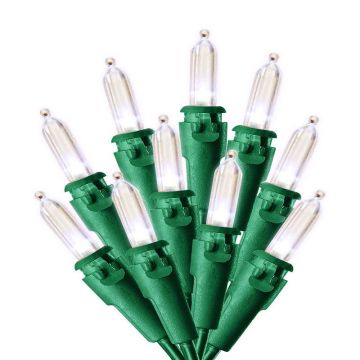 Celebrations LED, T5 Traditional Mini Warm White Steady Green Cord, 100L/25FT