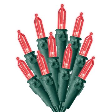 Celebrations LED, T5 Traditional Mini Red Steady Green Cord, 100L/25FT