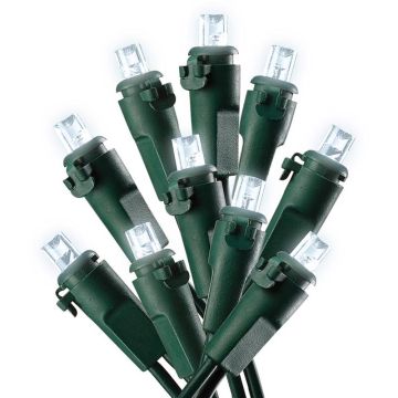 Celebrations LED, 5MM Micro Cool White Steady Green Cord, 100L/25FT