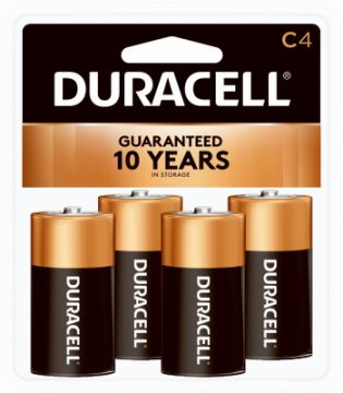 DURACELL Alkaline Batteries, C, 4-Pk.   