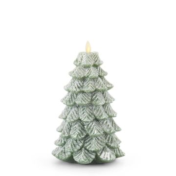 K&K Interiors Green Wax Snowy Tree Luminara Indoor Candle