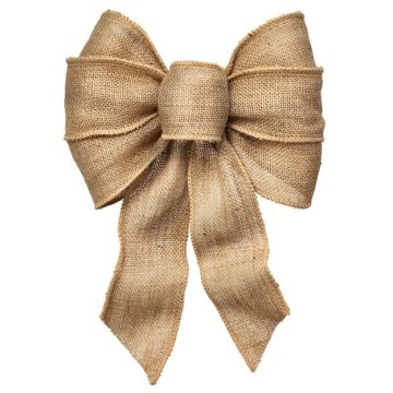 Holiday Trims 7 Loop Burlap, Green, Tan Plaid Burlap Bow, 14"