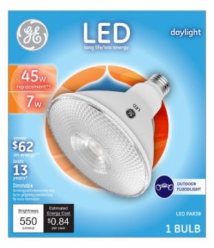 GE, LED Floodlight Bulb, Daylight, Clear, 550 Lumens, 7 Watt   