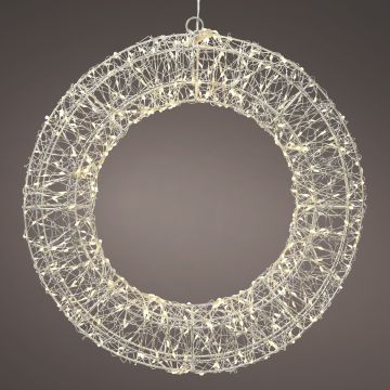 Lumineo Micro LED Wreath Wrame Light, Steady, Silver Metal, Warm White, 22"