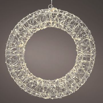 Lumineo Micro LED Wreath Frame Light, Steady, Silver Metal, Warm White, 30"