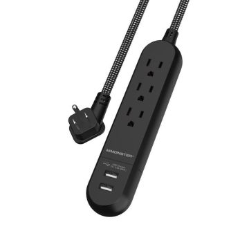 Monster Just Power It Up 3 outlets Power Strip, Black