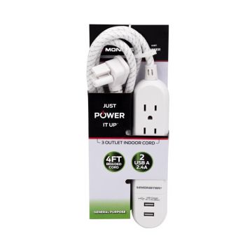 Monster Just Power It Up 3 outlets Power Strip, White