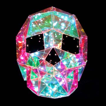 Luxe Light Decor Iridescent Halloween Skull | White Fairy Lights | USB | Indoor | 8.27in High.