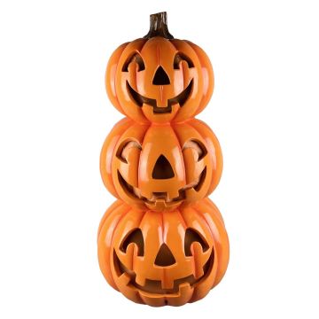 Luxe Light Decor Three Stacking Jack o' Lantern Pumpkins, Indoor/Outdoor | MGO | 24.4 In High