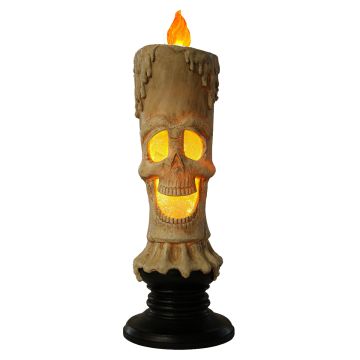 Luxe Light Decor Halloween Skeleton Face Resin Candle | Flickering LED Candle Top | 23In High