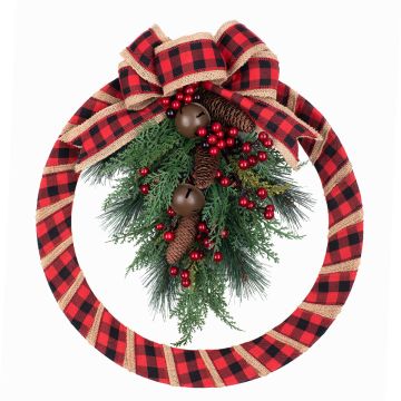 Haute Decor 18-inch Buffalo Check Homespun Christmas Wreath