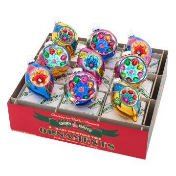 Christopher Radko® Christmas Confetti Decorated Rounds & Reflector Tulips 2.5IN, 9 Ornaments