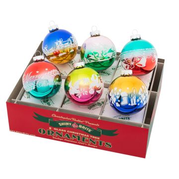 Christopher Radko® Christmas Confetti Signature Flocked Rounds 3.25IN, 6 Ornaments