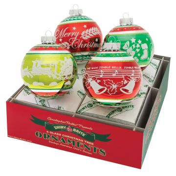 Christopher Radko® Holiday Splendor Signature Flocked Rounds 4IN, 4 Ornaments