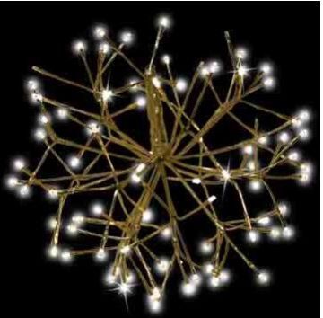 Holiday Bright Lights LED 20" 3D Shimmering Sphere Gold with Warm White Lights