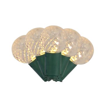 Holiday Bright Lights Battery Operated G12 Cap Lights 30 light count LED Warm White with Green Wire