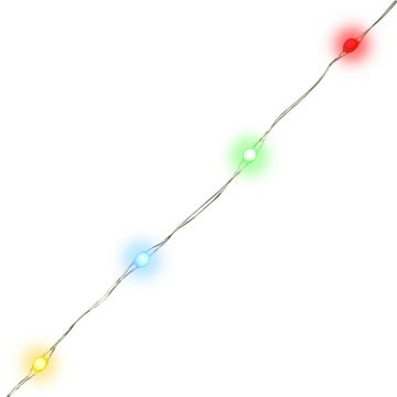 Holiday Bright Lights Battery Operated Big Seed Micro lights 50 light count LED Multi Colored with Silver Wire