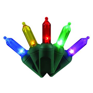 Holiday Bright Lights Battery Operated T5 Smooth Lights 50 light count LED Multi with Green Wire