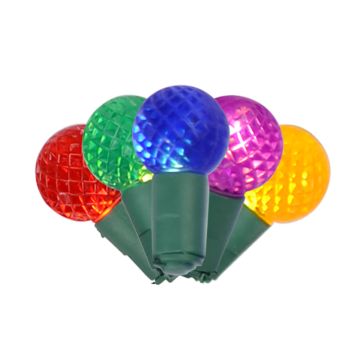 Holiday Bright Lights Battery Operated G12 Faceted Globe Lights 50 light count LED Multi with Green Wire