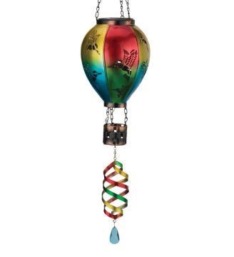 Regal Art & Gift, Hot Air Balloon Spinner Solar Lantern Hummingbird