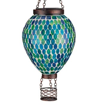 Regal Art & Gift, Mosaic Hot Air Balloon Solar Lantern Blue