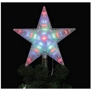 LAMPHOME 8 Inch Lighted Christmas Tree Topper, Classic Star with 31 LED, Plug-in Multicolor 