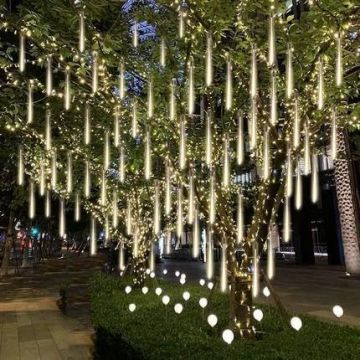 LAMPHOME Cascading Lights 19”, 10 tubes 480 LED string lights, Indoor/Outdoor, Warm White