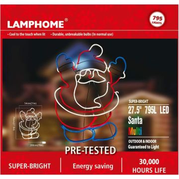 LAMPHOME Santa Neon Rope Light  Motif, 27.5" 795 LED Strip Light Motif Indoor/Outdoor (Multicolor)