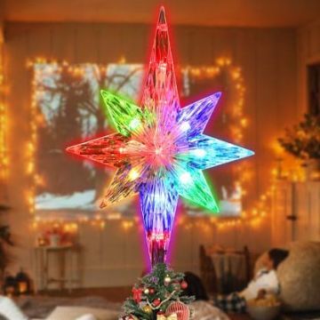 LAMPHOME 12" Bethlehem Star, LED Tree Topper, Multicolor