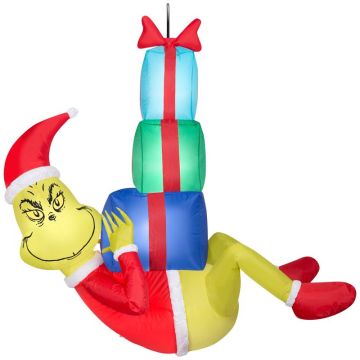 Gemmy, Inflatable LED Hanging Grinch With Presents 4 ft.