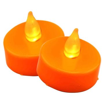 Magic Seasons, No Scent Flameless LED Tea Lights Orange, 2 pack