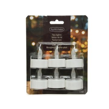 Tea Lights, LED Battery Operated, White, 6 Pack