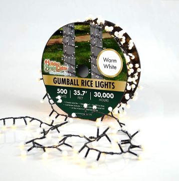 LED Gumball Rice Lights, 500 Warm White Lights